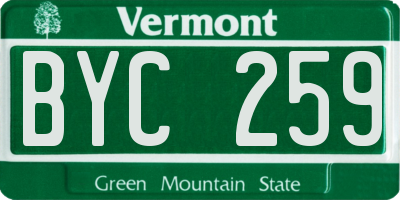 VT license plate BYC259