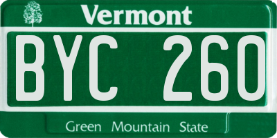 VT license plate BYC260