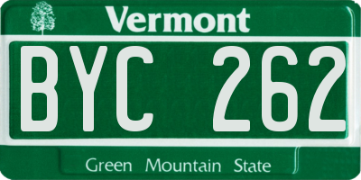 VT license plate BYC262