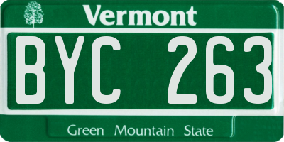 VT license plate BYC263
