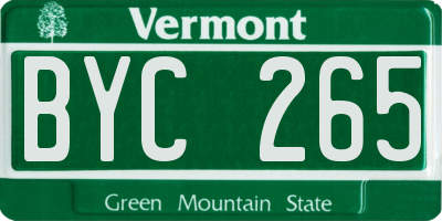 VT license plate BYC265