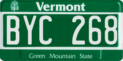 VT license plate BYC268