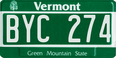 VT license plate BYC274
