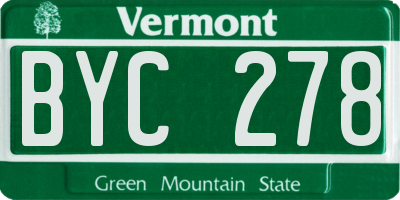 VT license plate BYC278