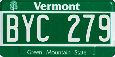 VT license plate BYC279