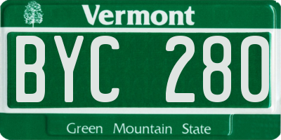 VT license plate BYC280