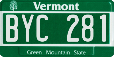 VT license plate BYC281