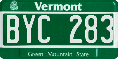 VT license plate BYC283