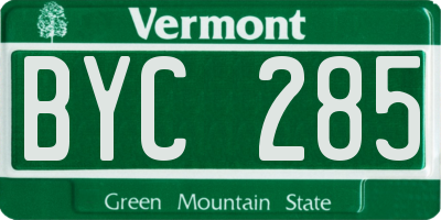 VT license plate BYC285