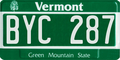VT license plate BYC287