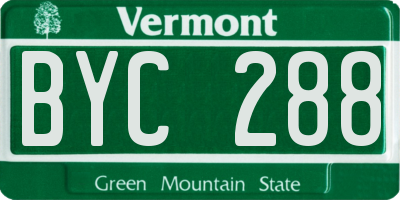 VT license plate BYC288