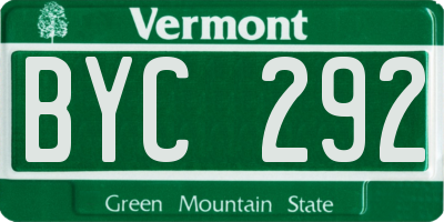 VT license plate BYC292