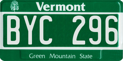 VT license plate BYC296
