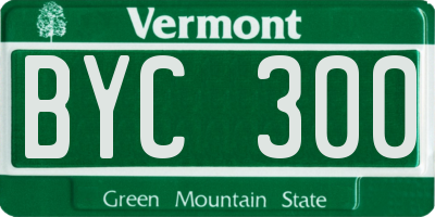 VT license plate BYC300