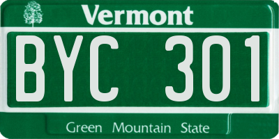 VT license plate BYC301