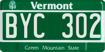 VT license plate BYC302