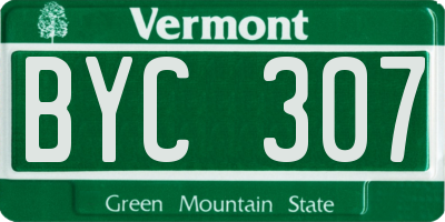 VT license plate BYC307