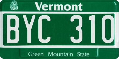 VT license plate BYC310