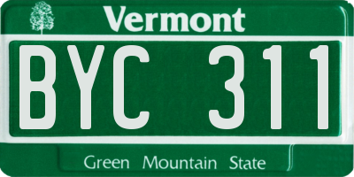 VT license plate BYC311
