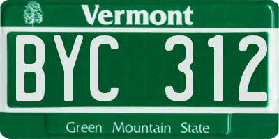 VT license plate BYC312