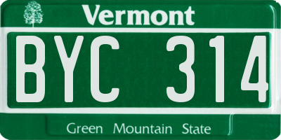 VT license plate BYC314