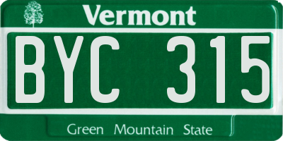 VT license plate BYC315