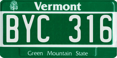 VT license plate BYC316