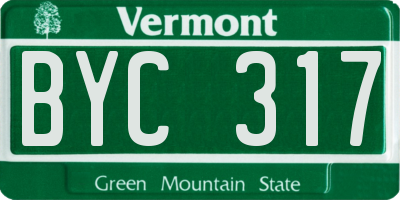 VT license plate BYC317