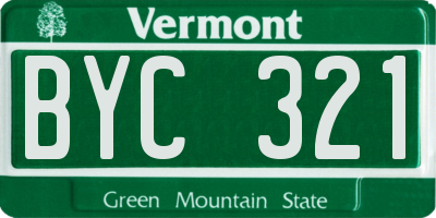 VT license plate BYC321