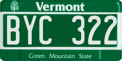 VT license plate BYC322