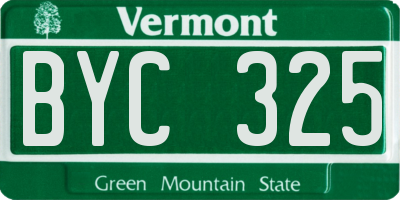 VT license plate BYC325