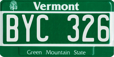 VT license plate BYC326