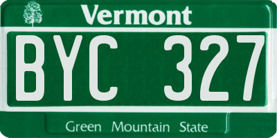 VT license plate BYC327