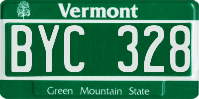 VT license plate BYC328