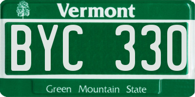 VT license plate BYC330