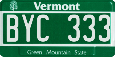 VT license plate BYC333