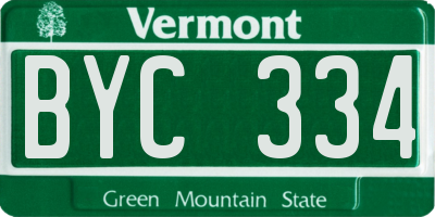 VT license plate BYC334