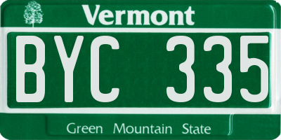VT license plate BYC335