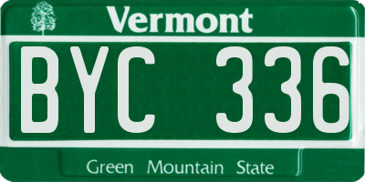 VT license plate BYC336