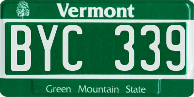 VT license plate BYC339