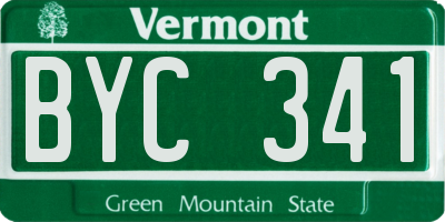 VT license plate BYC341