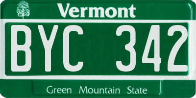 VT license plate BYC342