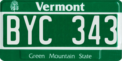 VT license plate BYC343
