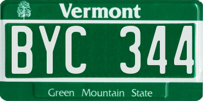 VT license plate BYC344