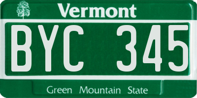 VT license plate BYC345