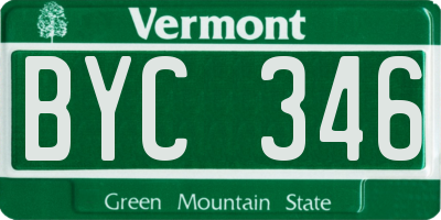 VT license plate BYC346