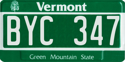 VT license plate BYC347