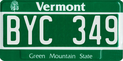 VT license plate BYC349