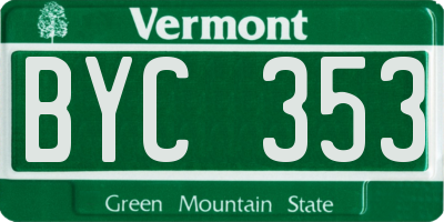 VT license plate BYC353