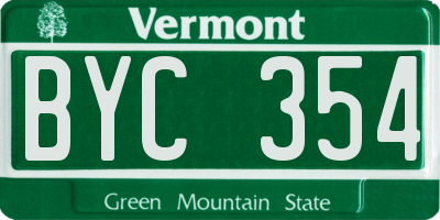 VT license plate BYC354